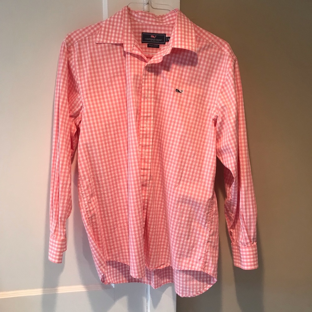 Vineyard Vines Pink Gingham Button Down Size M